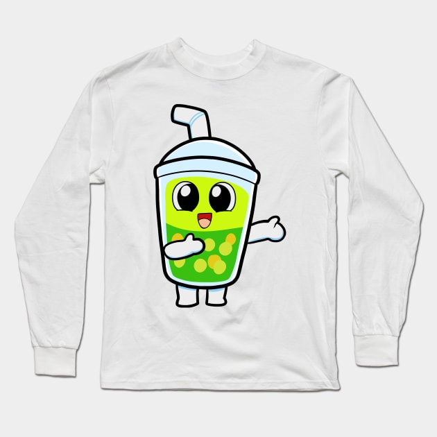 Happy Boba Milktea Kawai Long Sleeve T-Shirt by Irlustra Studio